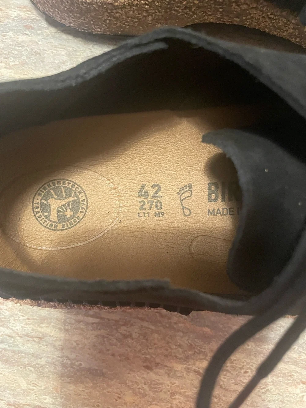 Birkenstock, Gary  Black Suede  Shoe men's size 9, ladies size 11, Eu size42 NIB